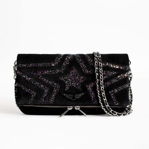 Rock Suede Glitter Star Clutch & Crossbody